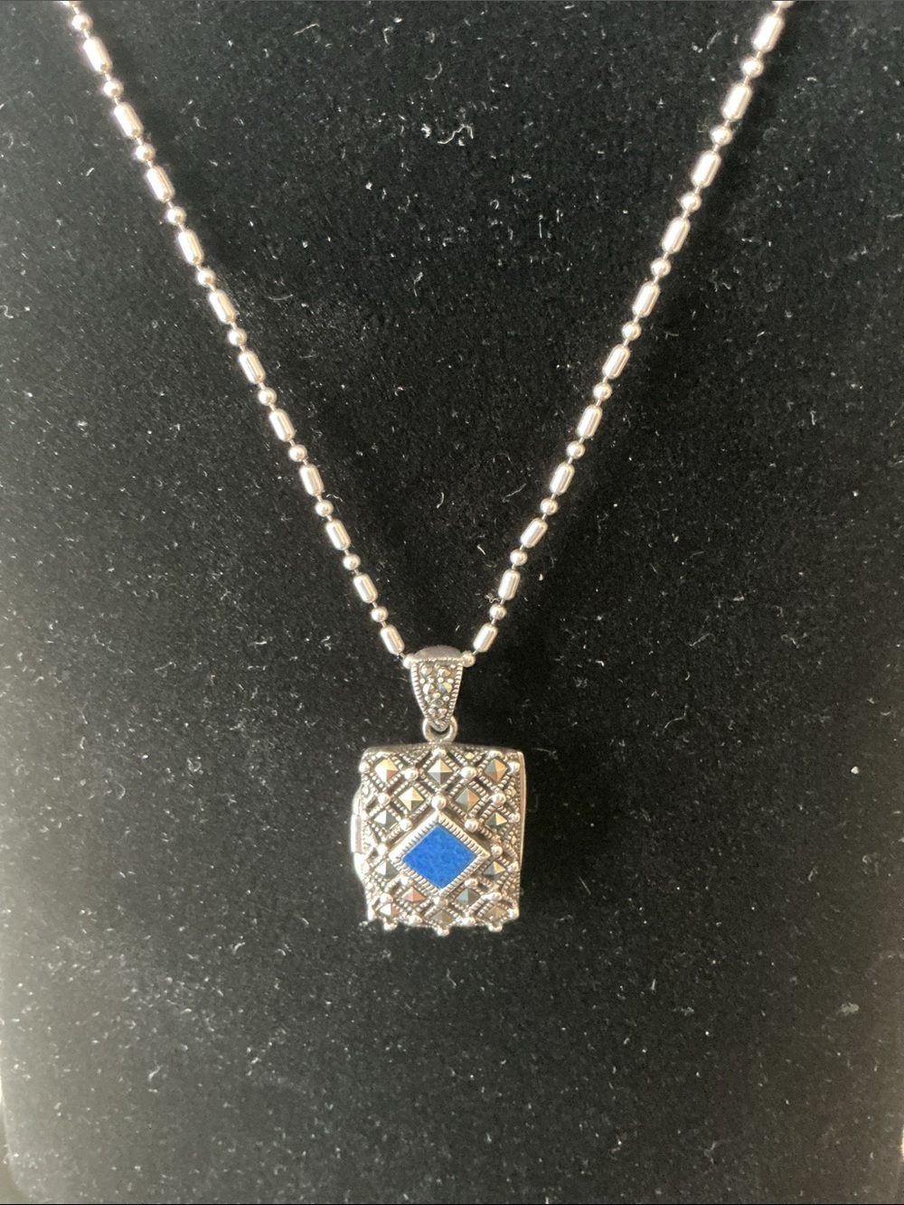 Sterling Silver Locket with Lapis